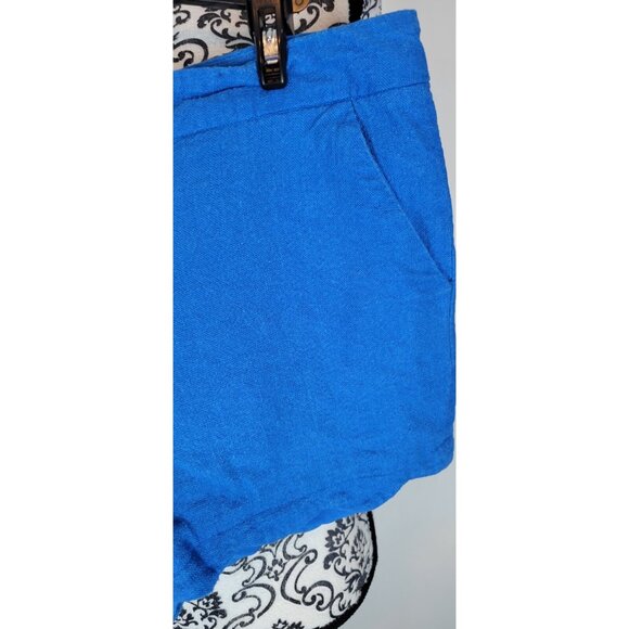 Cynthia Rowley Short Womens Size 10 Chino Scalloped Hem Solid Linen Blue - Picture 2 of 11